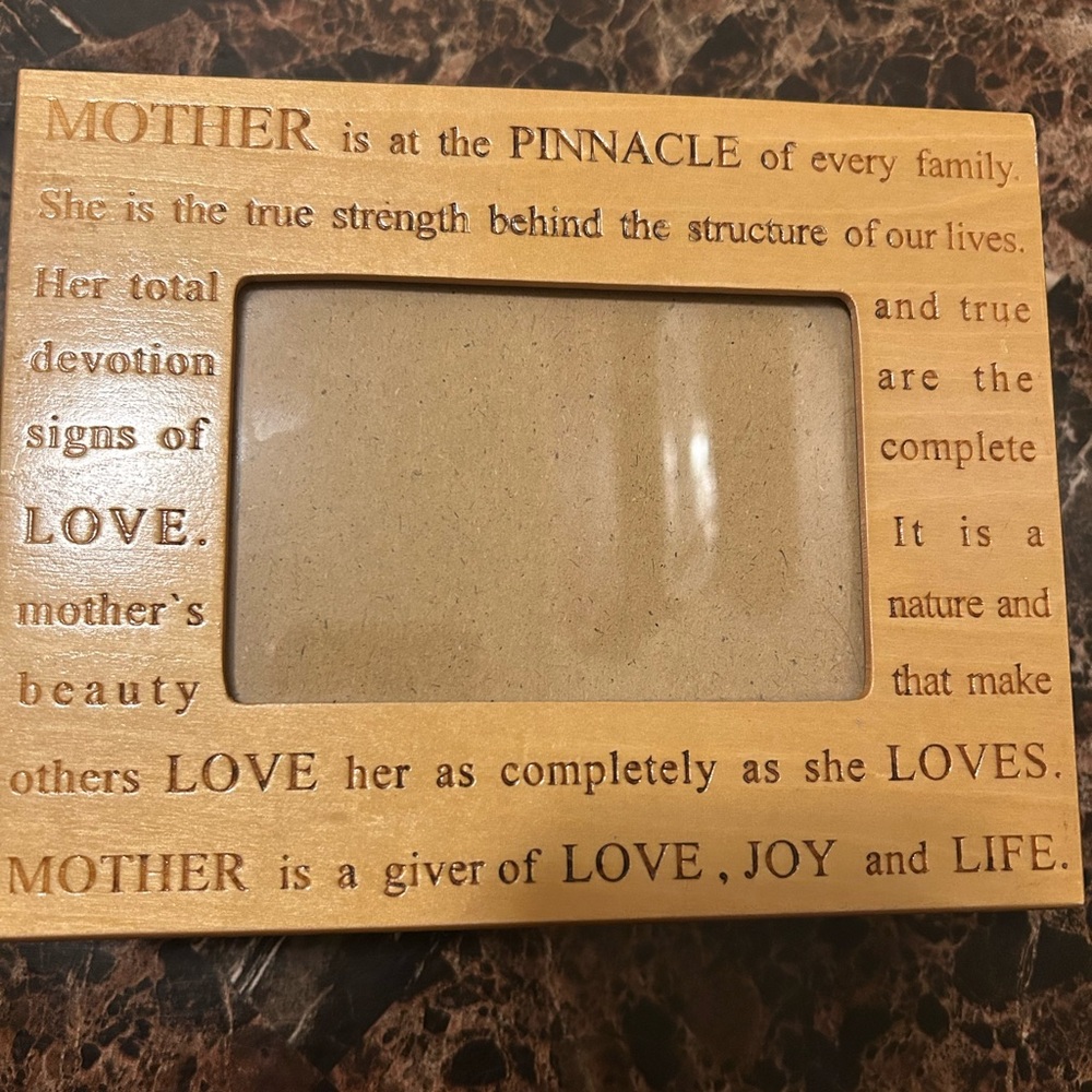 Engraved wooden picture frame,  Jewelry box combo with  Mother themed text